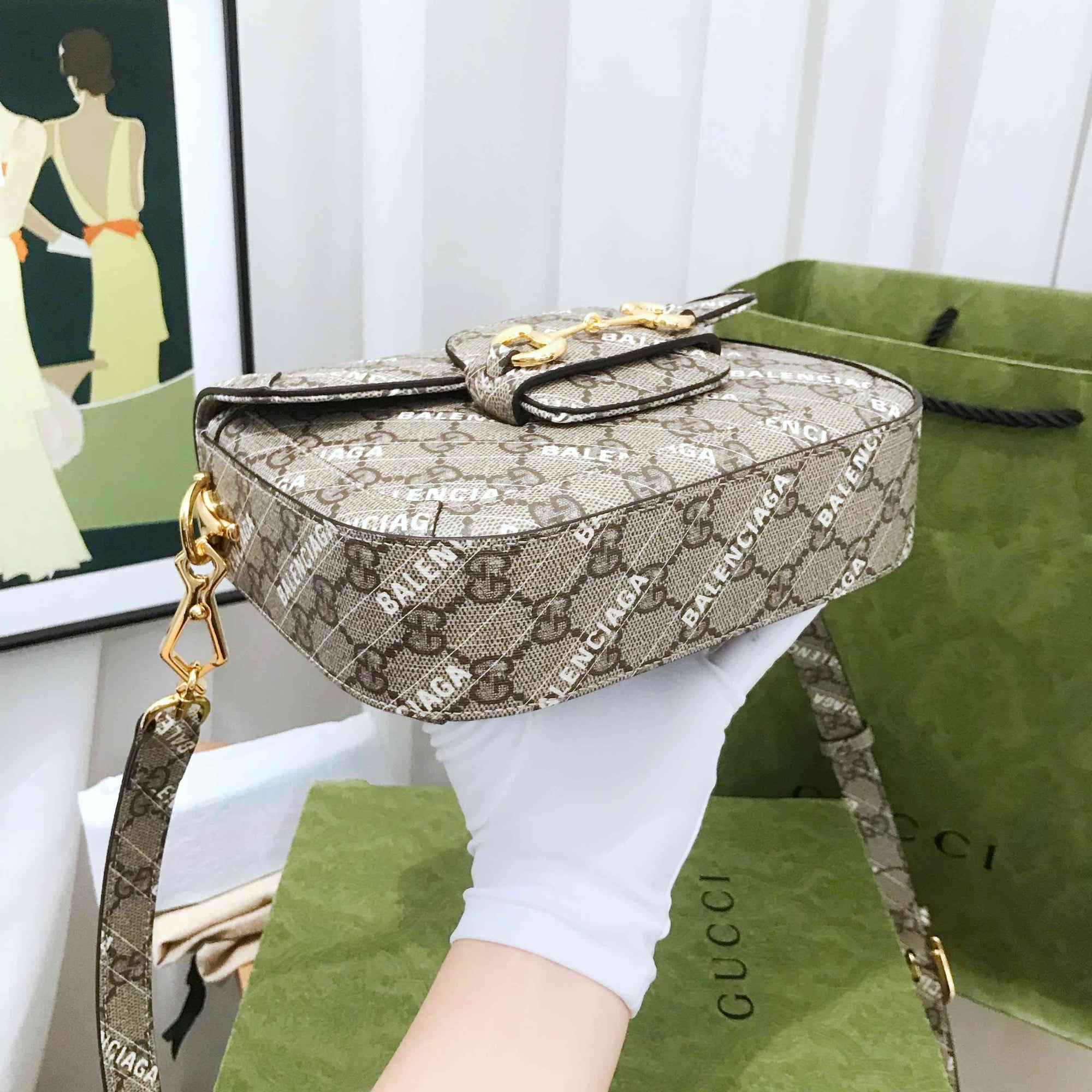 GCCI Beige Mini Saddle Bag