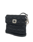 Christian DOR Cannage Logo Charm Turn Lock Shoulder bag Black Vintage swmte