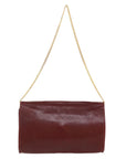 CHRISTIAN DOR Chain Shoulder Bag Leather Red Auth rd