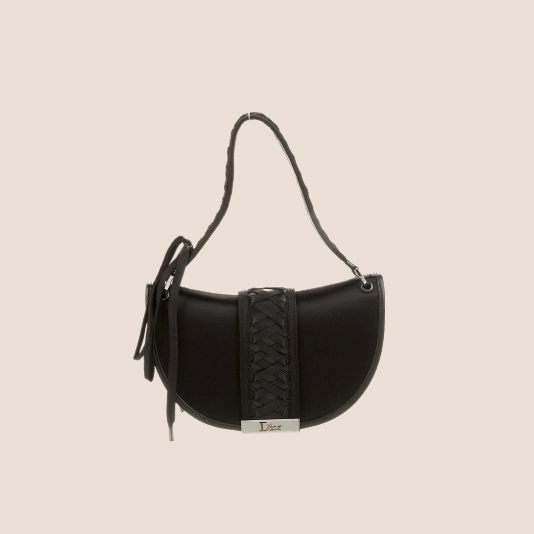 CHRISTIAN DOR ADMIT IT BLACK SILK CORSET BAG
