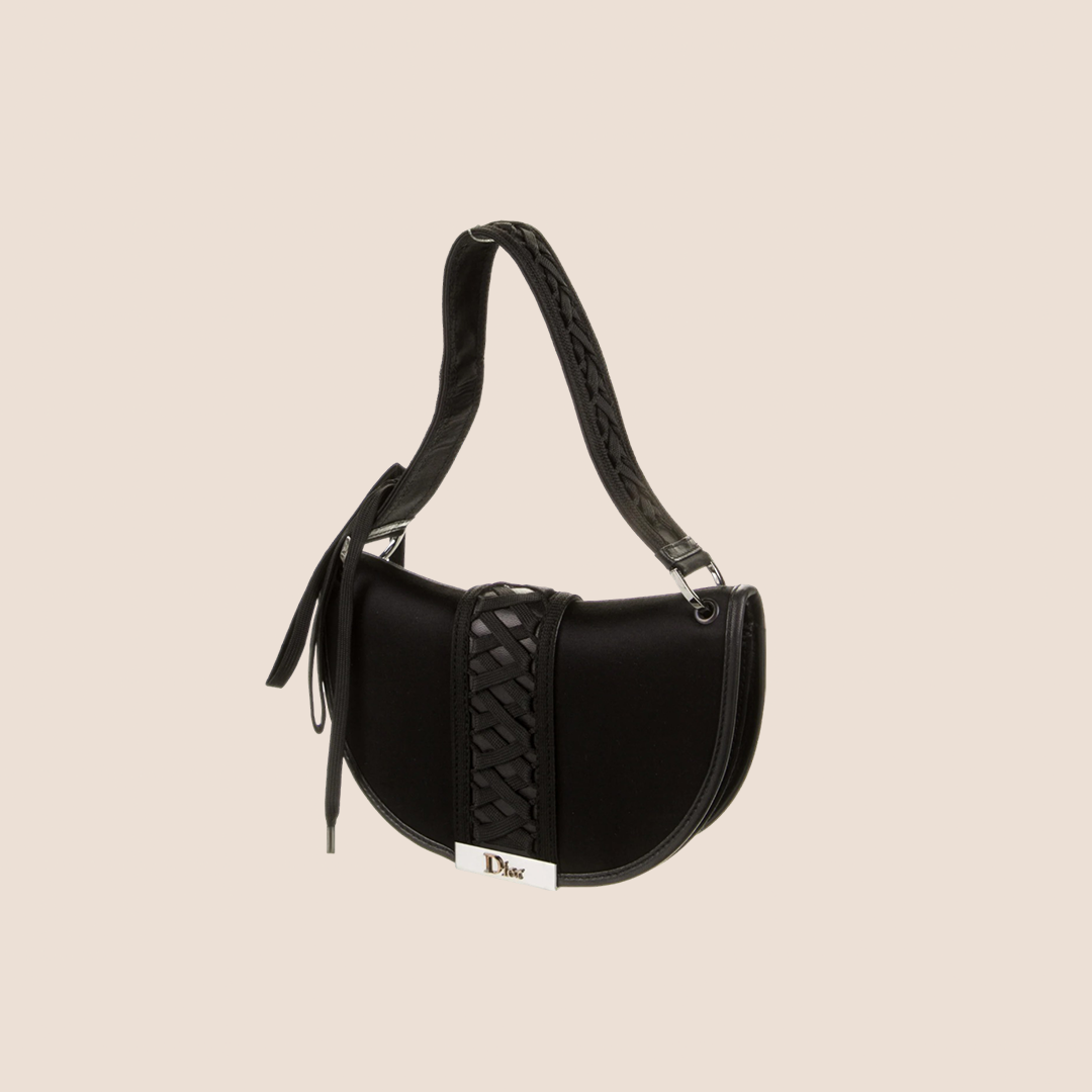 CHRISTIAN DOR ADMIT IT BLACK SILK CORSET BAG