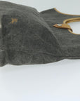 BBERRY Blue Label Hand Bag Canvas Gray Auth ti