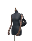 Christian DOR Cannage Logo Charm Shoulder bag Hobobag Black Vintage jgaea
