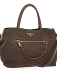 PRD Hand Bag Nylon way Brown Auth yk