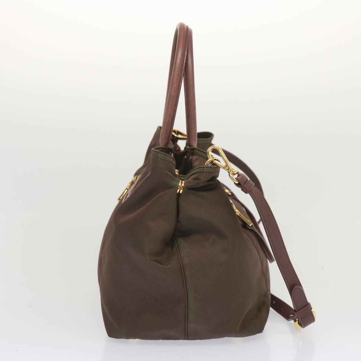 PRD Hand Bag Nylon way Brown Auth yk