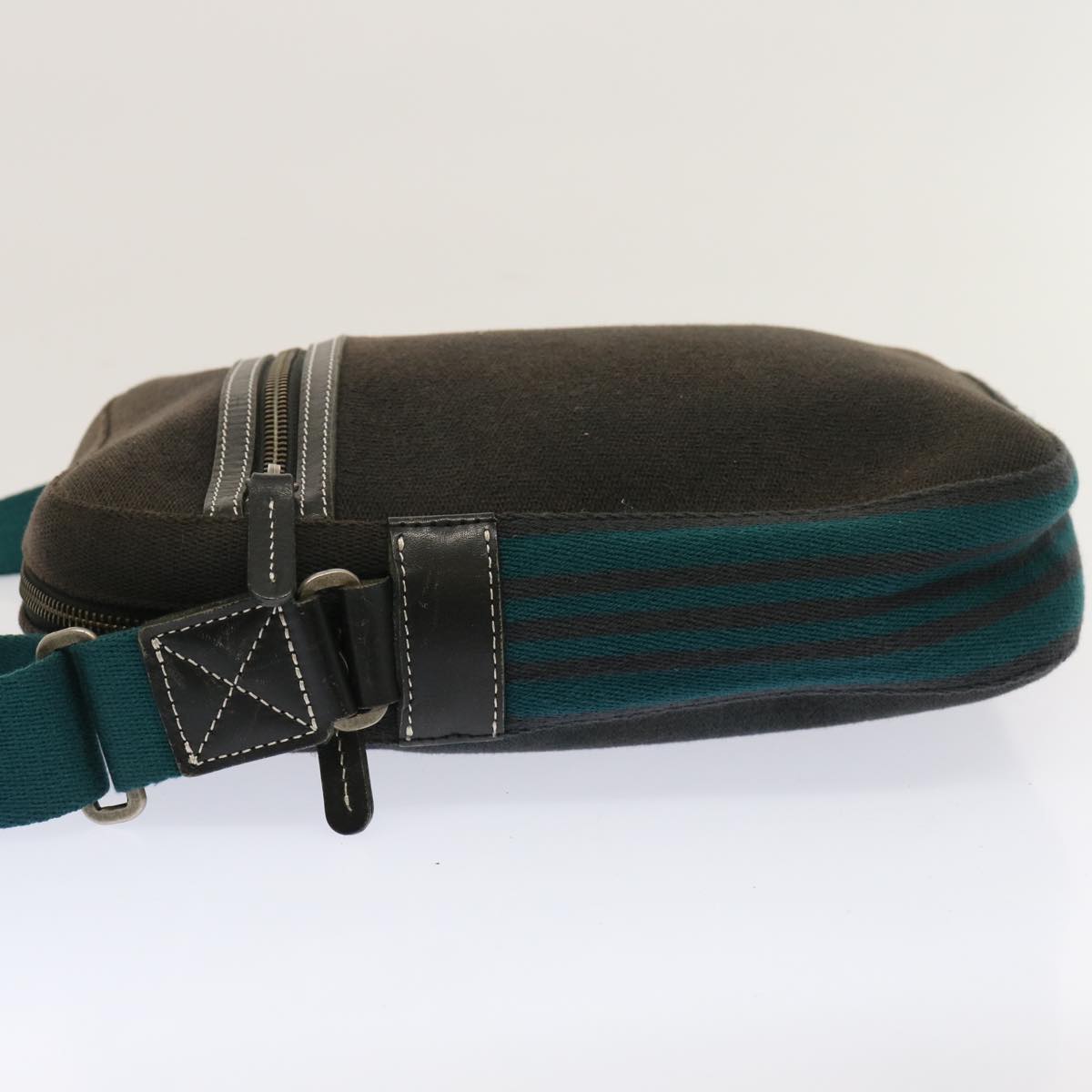 BBERRY Blue Label Shoulder Bag Canvas Black Auth yk