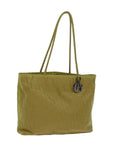 CHRISTIAN DOR Cannage Trotter Canvas Lady DOR Tote Bag Yellow Auth yk