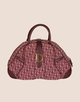 CHRISTIAN DOR BURGUNDY TROTTER CANVAS SADDLE TOTE BAG